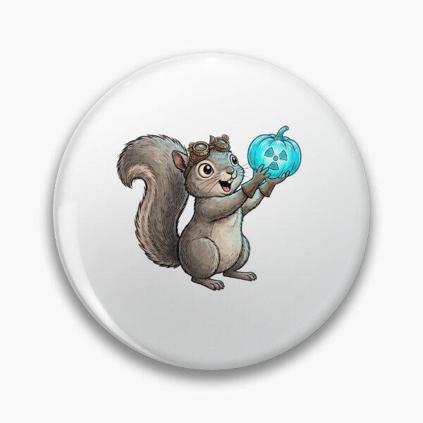 Item preview, Cute Steampunk Squirrel Halloween Sticker – Funny Spooky Glowing Radioactive Pumpkin Decal designed and sold by Ink & Void Co..