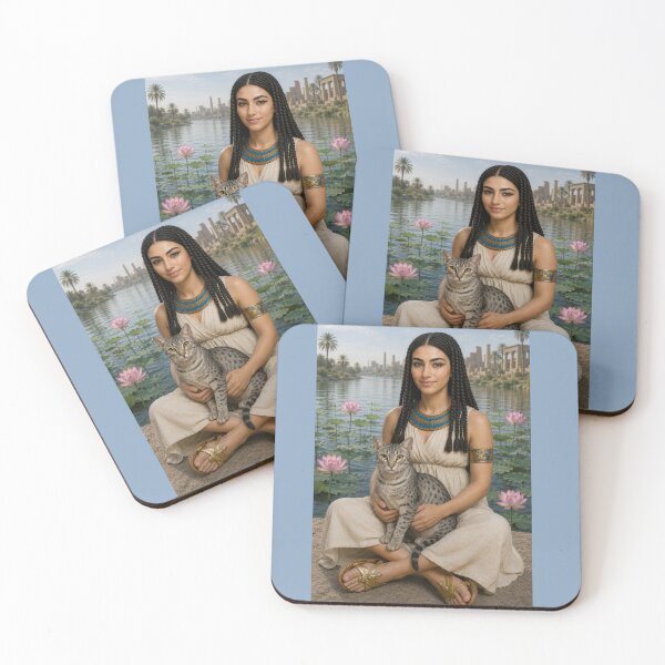Item preview, Guardian of the Nile – Ancient Egyptian Woman with Egyptian Mau Cat designed and sold by TuyaArts.