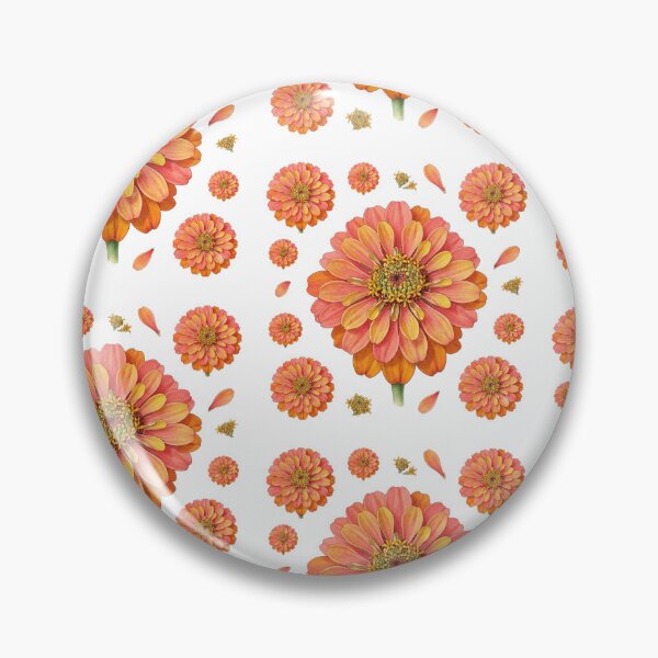 Item preview, Coral Orange Zinnia Flower designed and sold by Bio Tech Art.