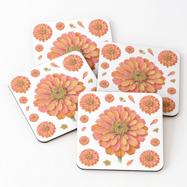Item preview, Coral Orange Zinnia Flower designed and sold by Bio Tech Art.