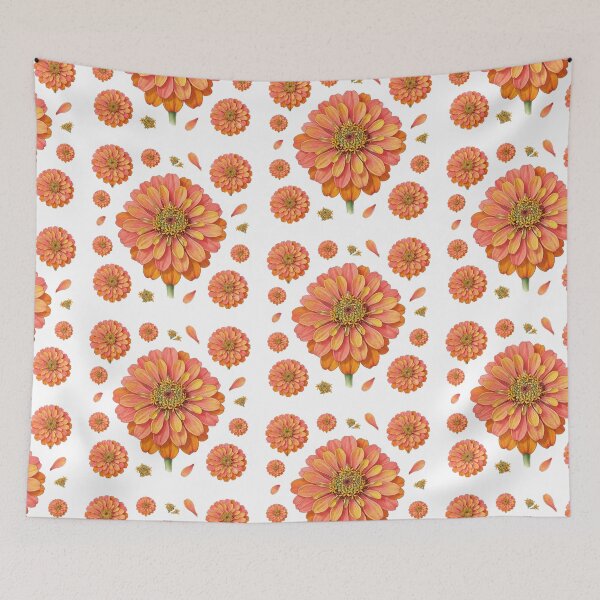Item preview, Coral Orange Zinnia Flower designed and sold by Bio Tech Art.