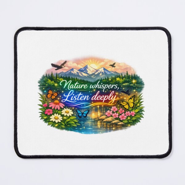 Item preview, Nature Whispers Listen Deeply Inspirational Mountain Lake Artwork designed and sold by EdgeSphere.