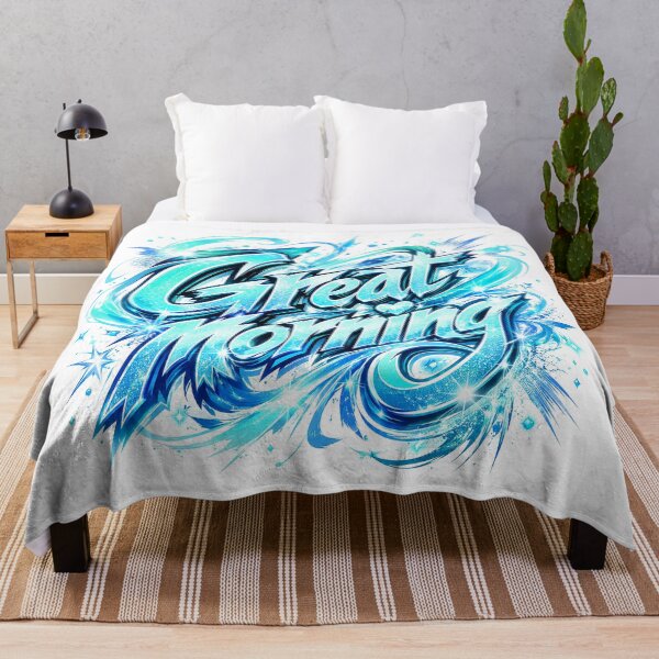 Item preview, Aqua Sparkwave Great Morning Manga Graffiti designed and sold by BlissBlvdShop.