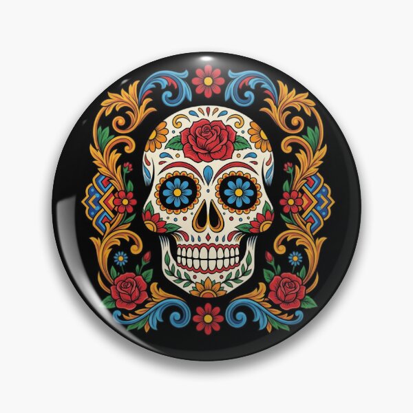 Item preview, Colorful Sugar Skull Floral Art | Day of the Dead Skull with Roses | Vibrant Gothic Folk Illustration designed and sold by GiftedExplorer.