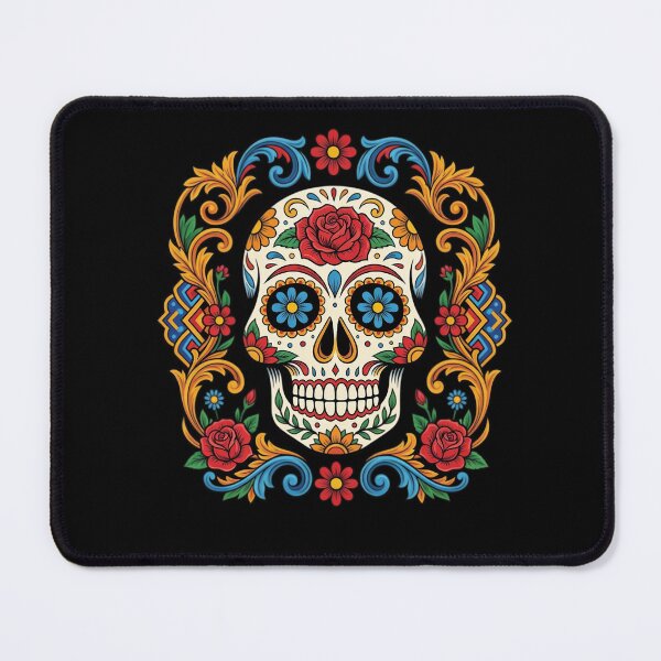 Item preview, Colorful Sugar Skull Floral Art | Day of the Dead Skull with Roses | Vibrant Gothic Folk Illustration designed and sold by GiftedExplorer.