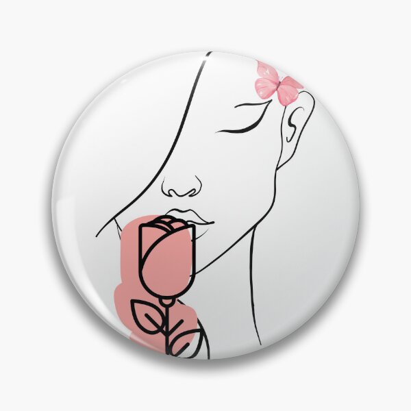 Item preview, Minimalist Line Art Woman Face with Rose and Butterfly designed and sold by rich-moda.
