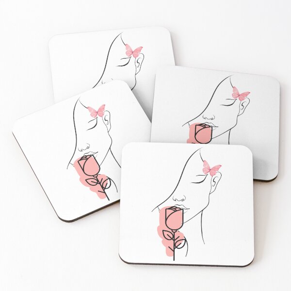 Item preview, Minimalist Line Art Woman Face with Rose and Butterfly designed and sold by rich-moda.