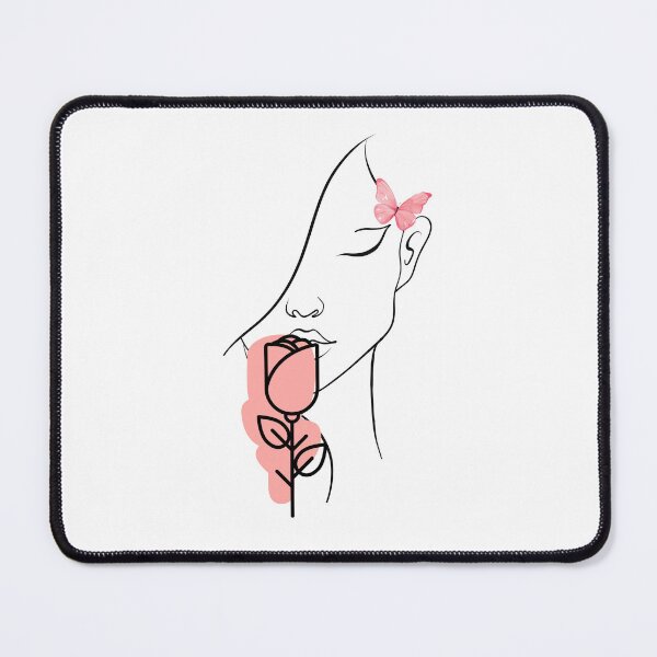 Item preview, Minimalist Line Art Woman Face with Rose and Butterfly designed and sold by rich-moda.