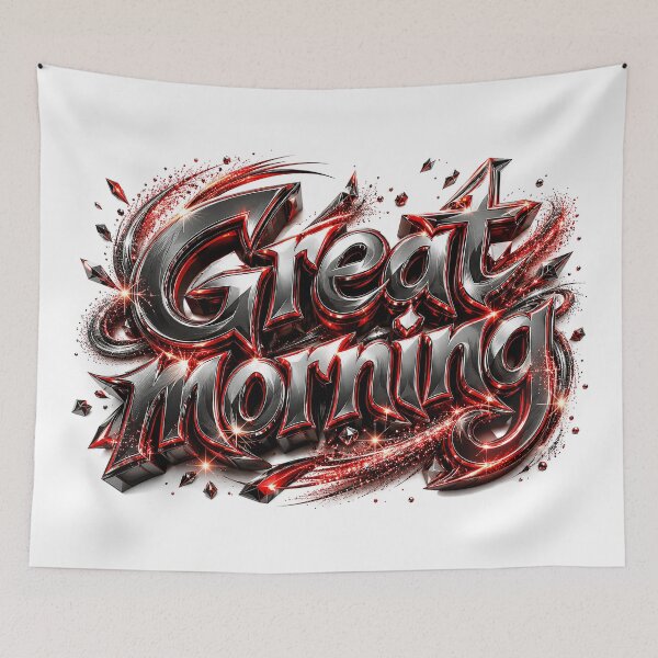 Aperçu de l'œuvre Crimson Chrome Dawnburst Great Morning in Magical Graffiti Shine créée et vendue par BlissBlvdShop.