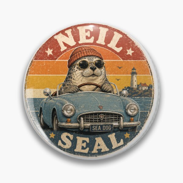 Item preview, Neil Seal Funny Retro Sea Dog Sticker designed and sold by OddlySticky.