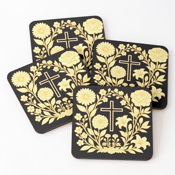 Item preview, Elegant Gold Floral Cross - Botanical Christian Line Art designed and sold by Gubgubsdesigns.