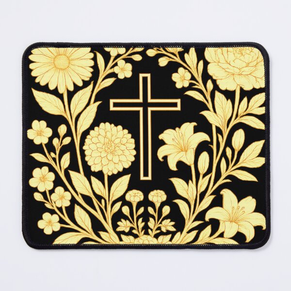 Item preview, Elegant Gold Floral Cross - Botanical Christian Line Art designed and sold by Gubgubsdesigns.