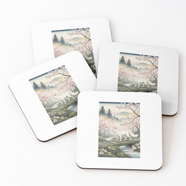 Item preview, Japanese Fox Art Print – Sakura River Crossing, Cherry Blossom Fox, Ukiyo-e Style Japanese Aesthetic designed and sold by Sakura-Yudouhu.