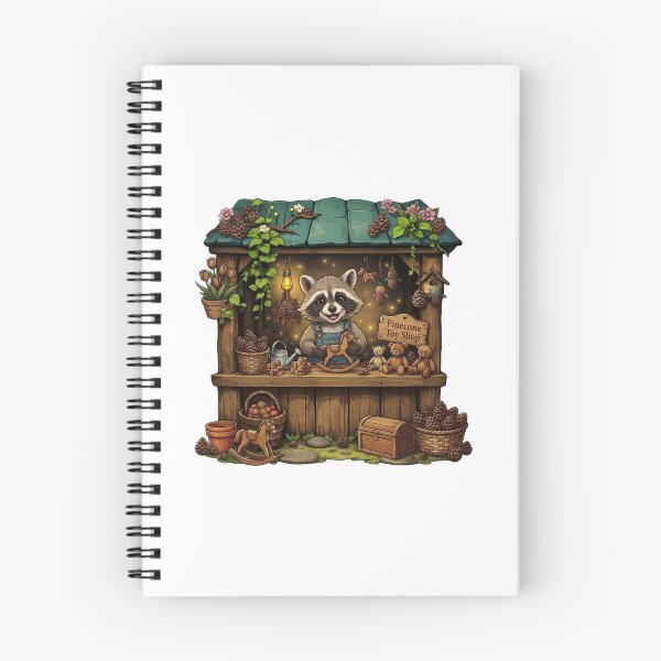 Item preview, Pinecone Toy Shop | Cozy Raccoon Toymaker | Woodland Toy Store | Cottagecore Forest Market | Whimsical Handmade Toys | Rustic Nursery Art Gift designed and sold by MrDev.