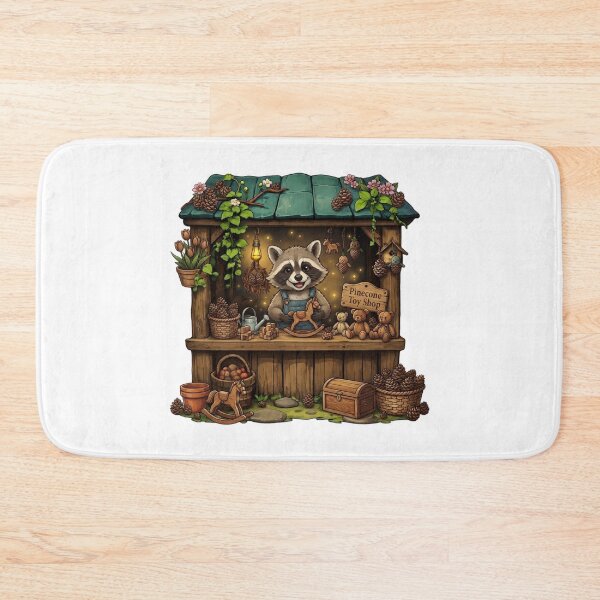 Item preview, Pinecone Toy Shop | Cozy Raccoon Toymaker | Woodland Toy Store | Cottagecore Forest Market | Whimsical Handmade Toys | Rustic Nursery Art Gift designed and sold by MrDev.