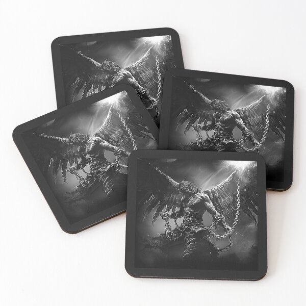 Item preview, Chained Fallen Angel – Gothic Black and White Dark Fantasy Art designed and sold by inkoutninja.