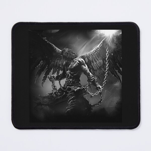 Item preview, Chained Fallen Angel – Gothic Black and White Dark Fantasy Art designed and sold by inkoutninja.