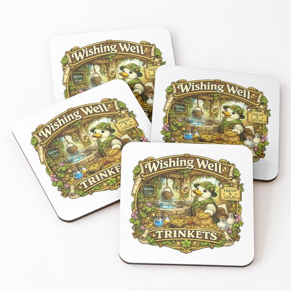 Item preview, Wishing Well Trinkets | Cottagecore Duck Merchant | Whimsical Woodland Market | Lucky Charm Shop | Cozy Storybook Village | Rustic Fantasy Art Gift designed and sold by MrDev.