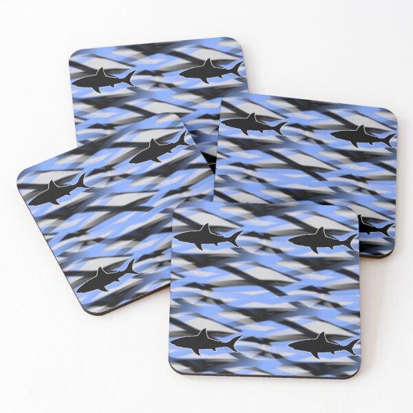 Item preview, Pattern - Batty Aqua Blue and Black with Shark Attack designed and sold by ZepoPublishing.