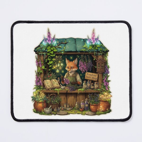 Item preview, Foxglove Herb Shop | Cottagecore Fox Herbalist | Woodland Apothecary | Botanical Cottage | Forest Witch Aesthetic | Whimsical Herbal Art Gift designed and sold by MrDev.