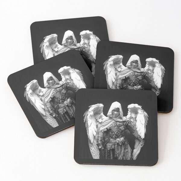 Item preview, Hooded Angel Warrior – Gothic Black and White Fantasy Art designed and sold by inkoutninja.