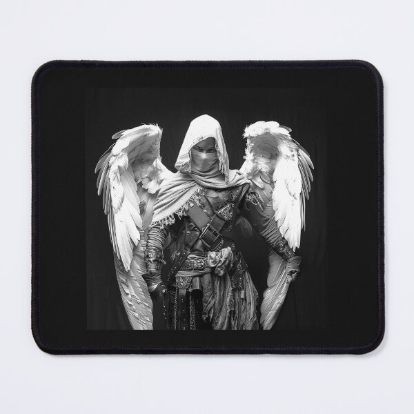 Item preview, Hooded Angel Warrior – Gothic Black and White Fantasy Art designed and sold by inkoutninja.