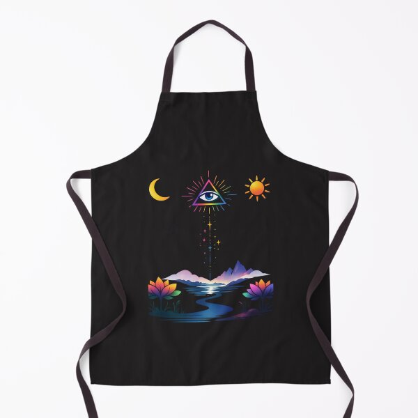 Item preview, Mystical Enlightenment Landscape – All‑Seeing Eye, Lotus, Moon & Sun Symbolic Art designed and sold by EdgeSphere.