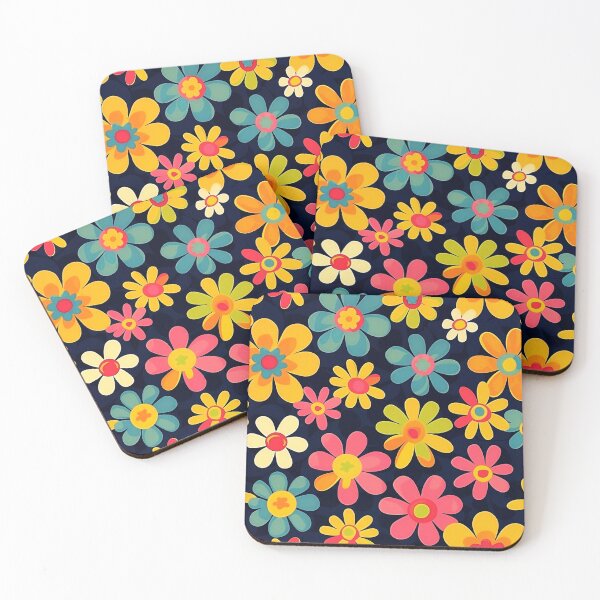 Item preview, Retro Happy Hippie 1960's Vibrant Colorful Flower Pattern designed and sold by DEC02.