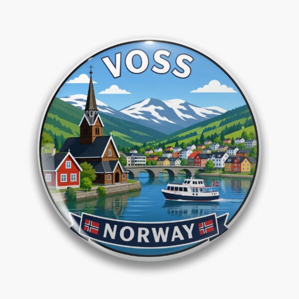 Item preview, Voss, Norway - Scenic Fjord Village, Nordic Mountain designed and sold by Myra365Art.