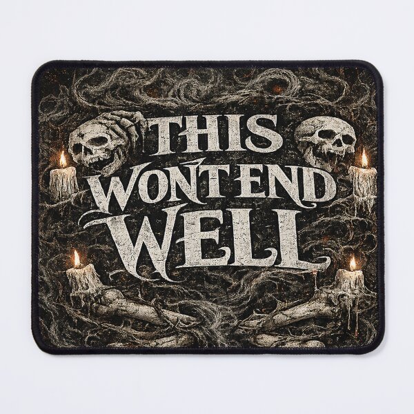 Item preview, This Won't End Well – Dark Humor Gothic Skull Typography Design designed and sold by Alchemy Forge.