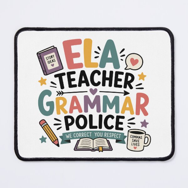 Aperçu de l'œuvre ELA Professeur d'anglais Police de grammaire créée et vendue par officinelala.