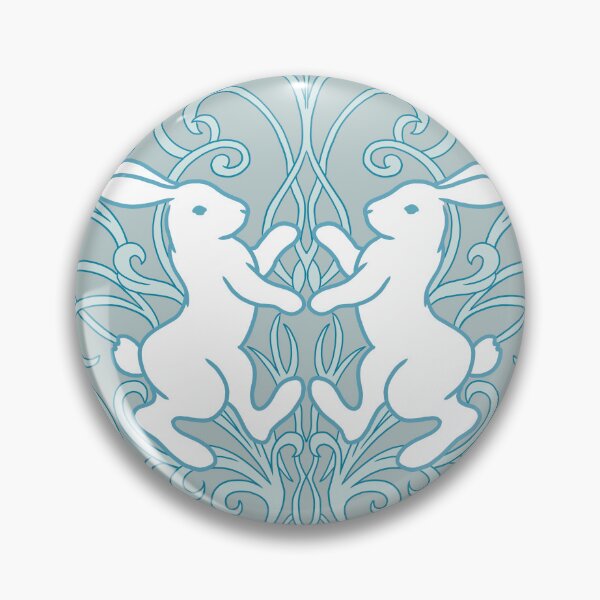 Item preview, Medieval Rabbit in art nouveau botanical pattern Blue designed and sold by tayaan.