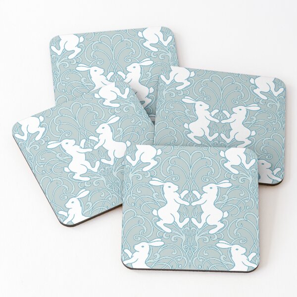 Item preview, Medieval Rabbit in art nouveau botanical pattern Blue designed and sold by tayaan.