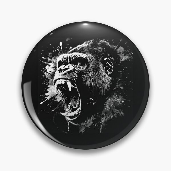 Item preview, Roaring Gorilla Portrait – Black and White Primal Strength Art designed and sold by inkoutninja.