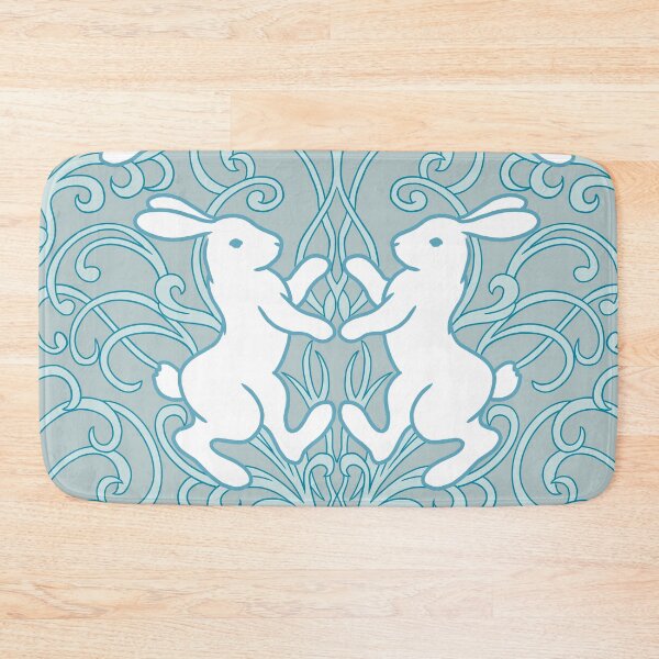 Item preview, Medieval Rabbit in art nouveau botanical pattern Blue designed and sold by tayaan.