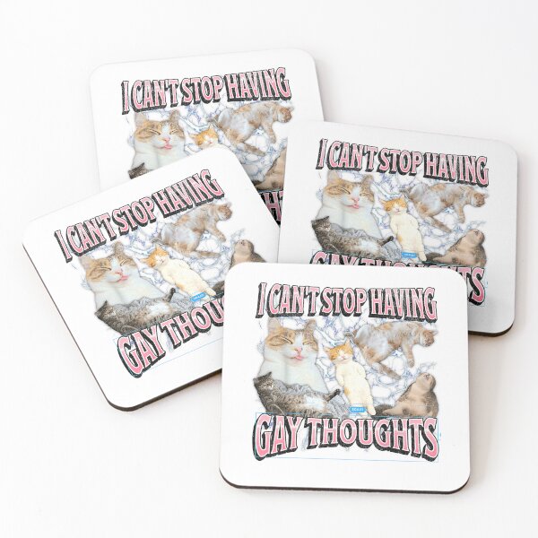 Item preview, I Can't Stop Having Gay Thoughts Funny Cat Meme Bootleg T-Shirt designed and sold by Badriiiii.
