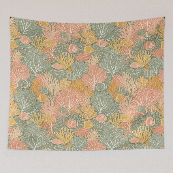 Item preview, Coastal Coral Reef Fish Pattern Ocean Life Shower Curtain designed and sold by FestivityFinds.