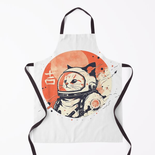 Item preview, Japanese Minimalist 1950s Retro Space Cat Good Luck Kanji T-Shirt designed and sold by gidget-gadget.