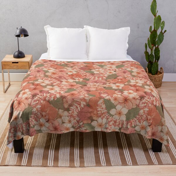 Item preview, Tropical Plumeria Orchid Floral Pattern Throw Pillow designed and sold by FestivityFinds.