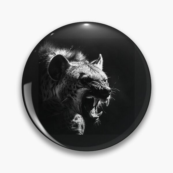Item preview, Snarling Hyena Portrait – Black and White Savage Wildlife Art designed and sold by inkoutninja.