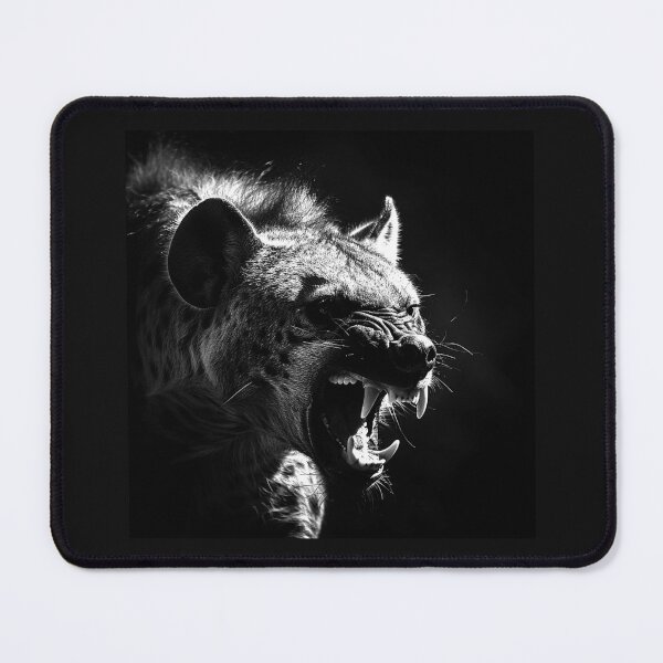 Item preview, Snarling Hyena Portrait – Black and White Savage Wildlife Art designed and sold by inkoutninja.