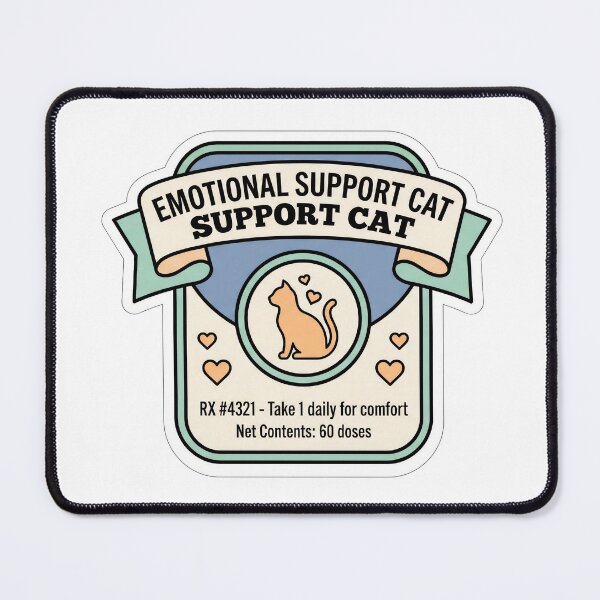Item preview, Retro Emotional Support Cat Vintage Pharmacy Label Art designed and sold by pattman.