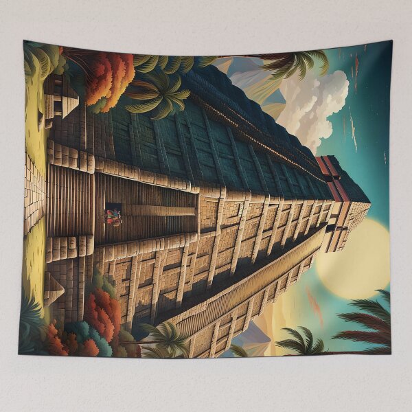 Item preview, Ancient Inca Empire Pyramid Modern Travel Poster designed and sold by Glimmersmith.