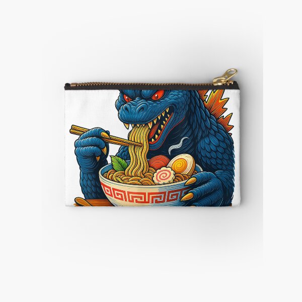 Aperçu de l'œuvre T-shirt humoristique japonais représentant un monstre Kaiju mangeant des ramen créée et vendue par SavsMerch.