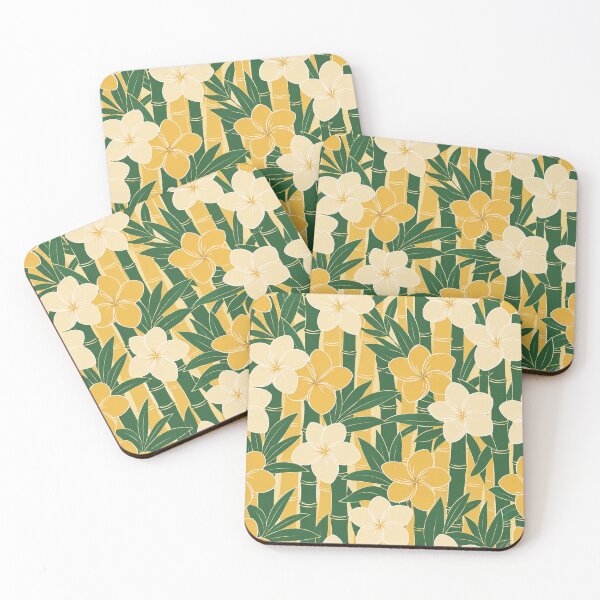 Item preview, Tropical Plumeria & Bamboo Floral Pattern Throw Blanket – Yellow Green Hawaii Design designed and sold by FestivityFinds.