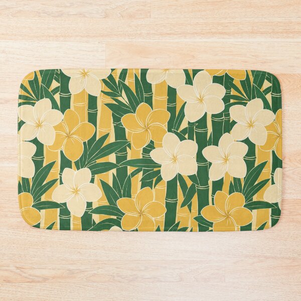 Item preview, Tropical Plumeria & Bamboo Floral Pattern Throw Blanket – Yellow Green Hawaii Design designed and sold by FestivityFinds.