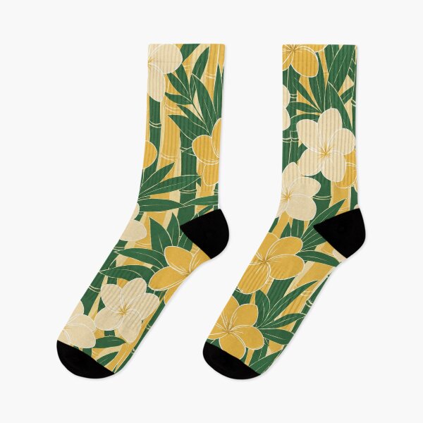 Item preview, Tropical Plumeria & Bamboo Floral Pattern Throw Blanket – Yellow Green Hawaii Design designed and sold by FestivityFinds.