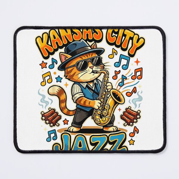 Item preview, Kansas City Jazz Saxophone Cat Playing BBQ Ribs T-Shirt designed and sold by Badriiiii.