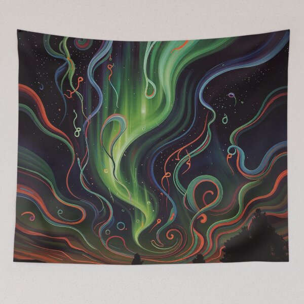 Item preview, Abstract Northern Lights Aurora Painting designed and sold by WildLedger.