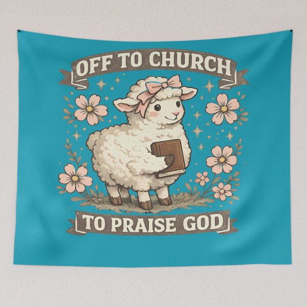 Item preview, Off To Church To Praise God Cute Lamb designed and sold by digitalbob60.